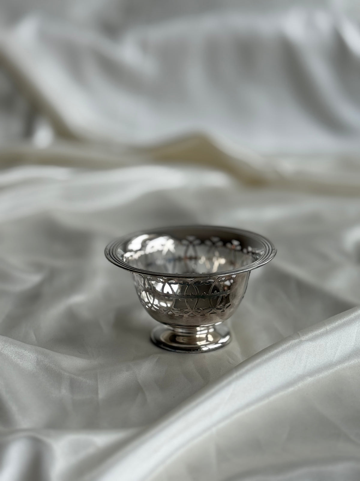 Vintage Silver Plated Pierced Pedestal Bowl