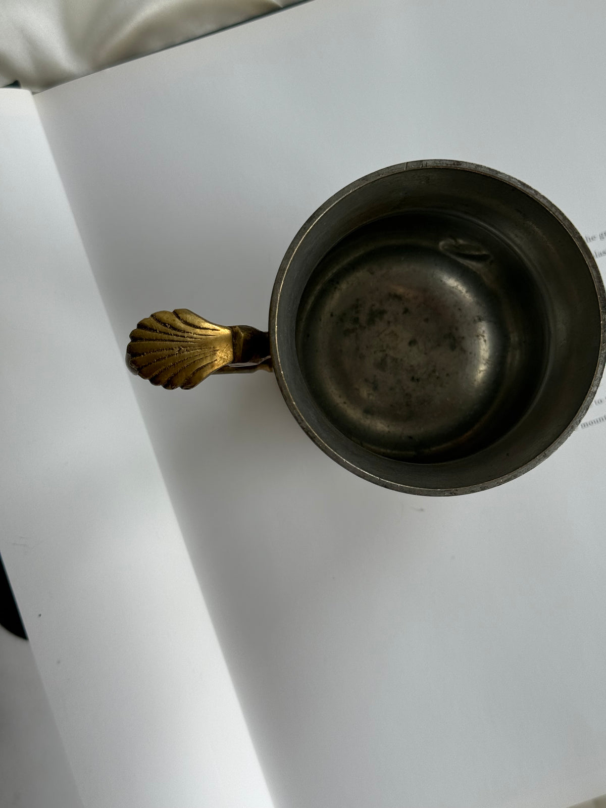 Vintage Brass Tankard with Scallop Shell Handle