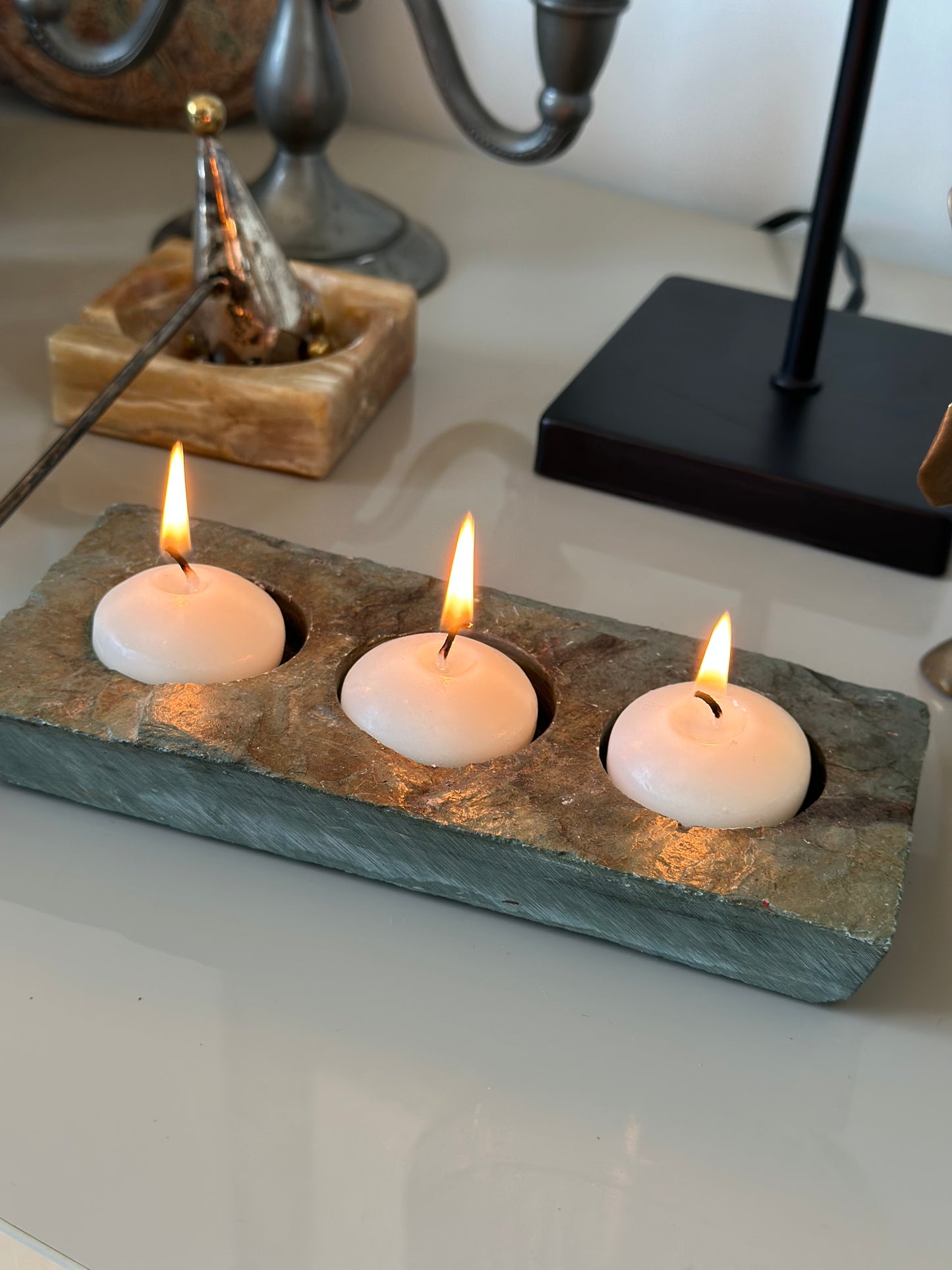 Stone tealight holder