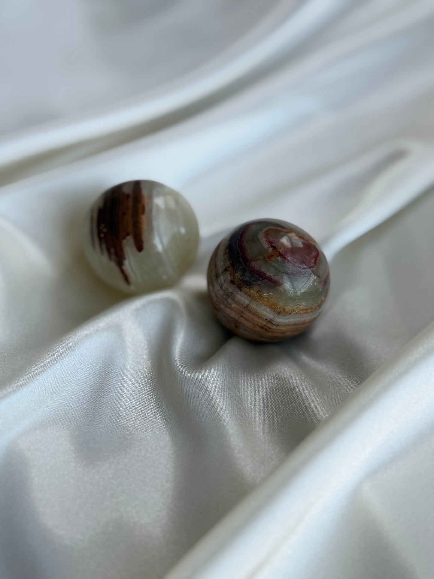 Polished Onyx Spheres — Set of 2