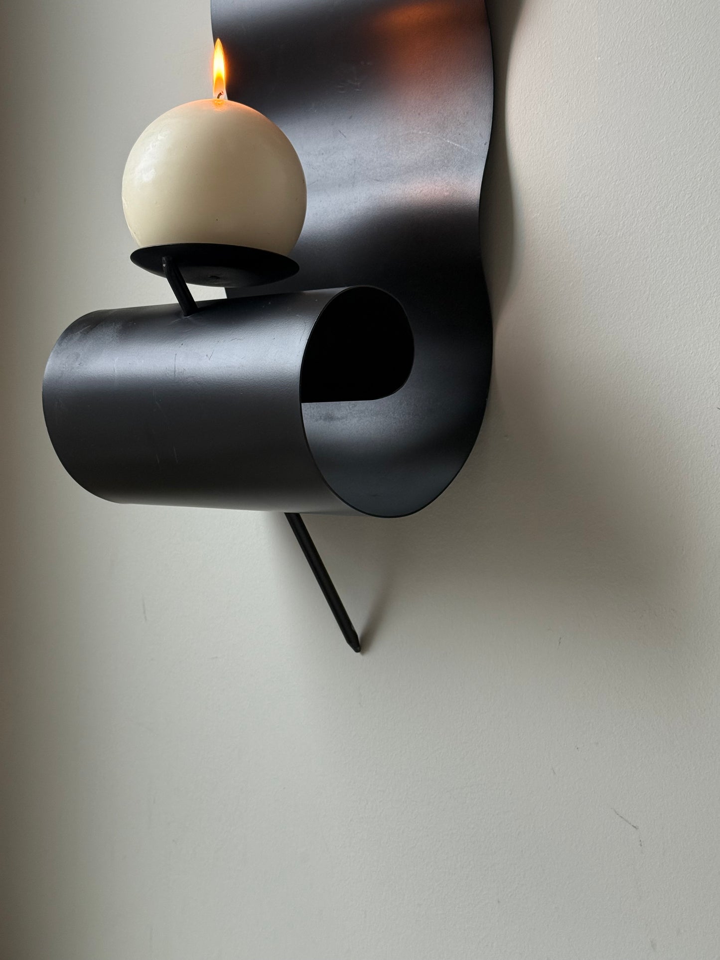 Sculptural Dark Metal Wall Sconce
