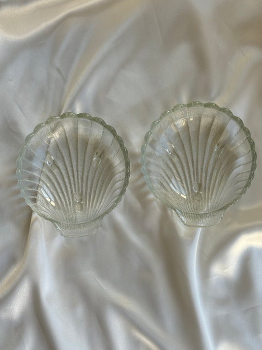 Set of 2 Vintage Glass Shell Dishes