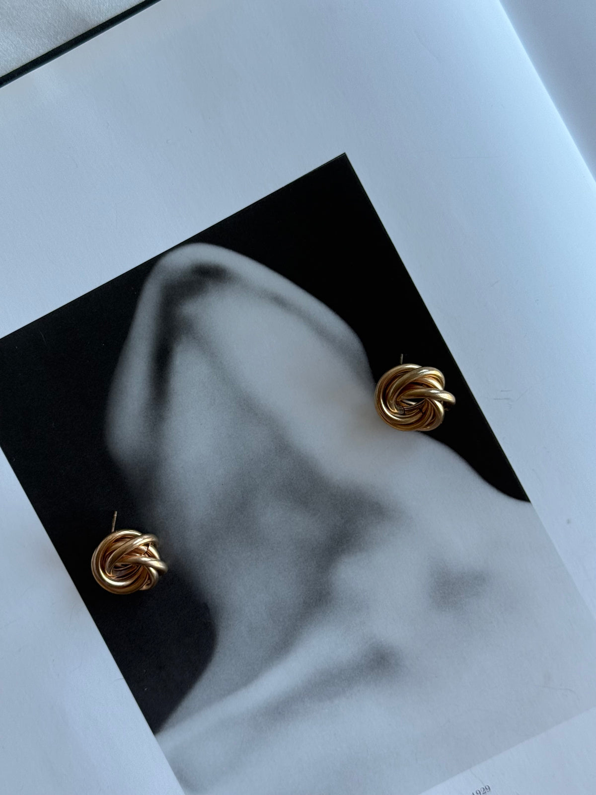 Vintage Double-Knot Gold-Tone Stud Earrings