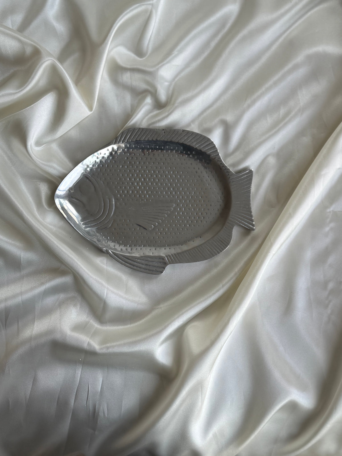 Vintage Silver Tone Fish-Shaped Serving Dish