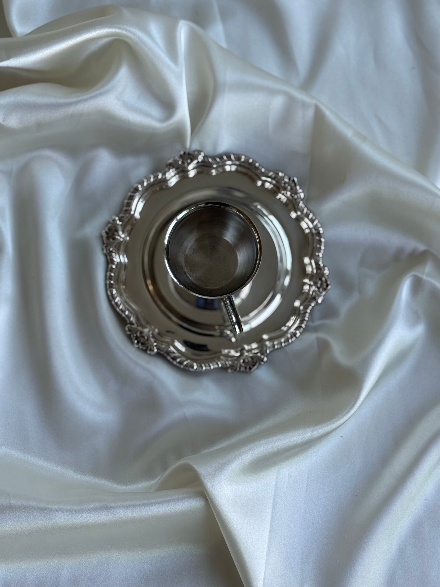 Vintage Silver-Plated Coffee Cup & Saucer