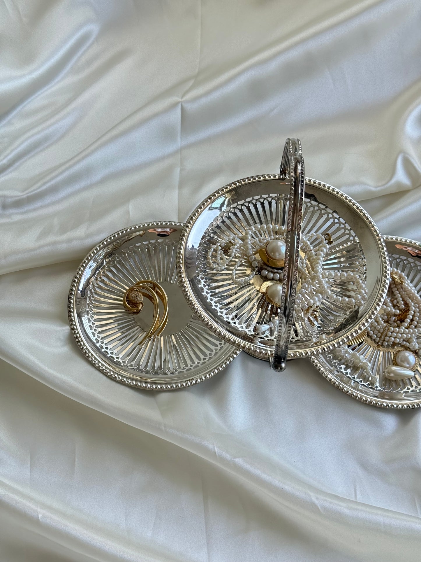 Vintage Silver Plated Folding Tidbit Server