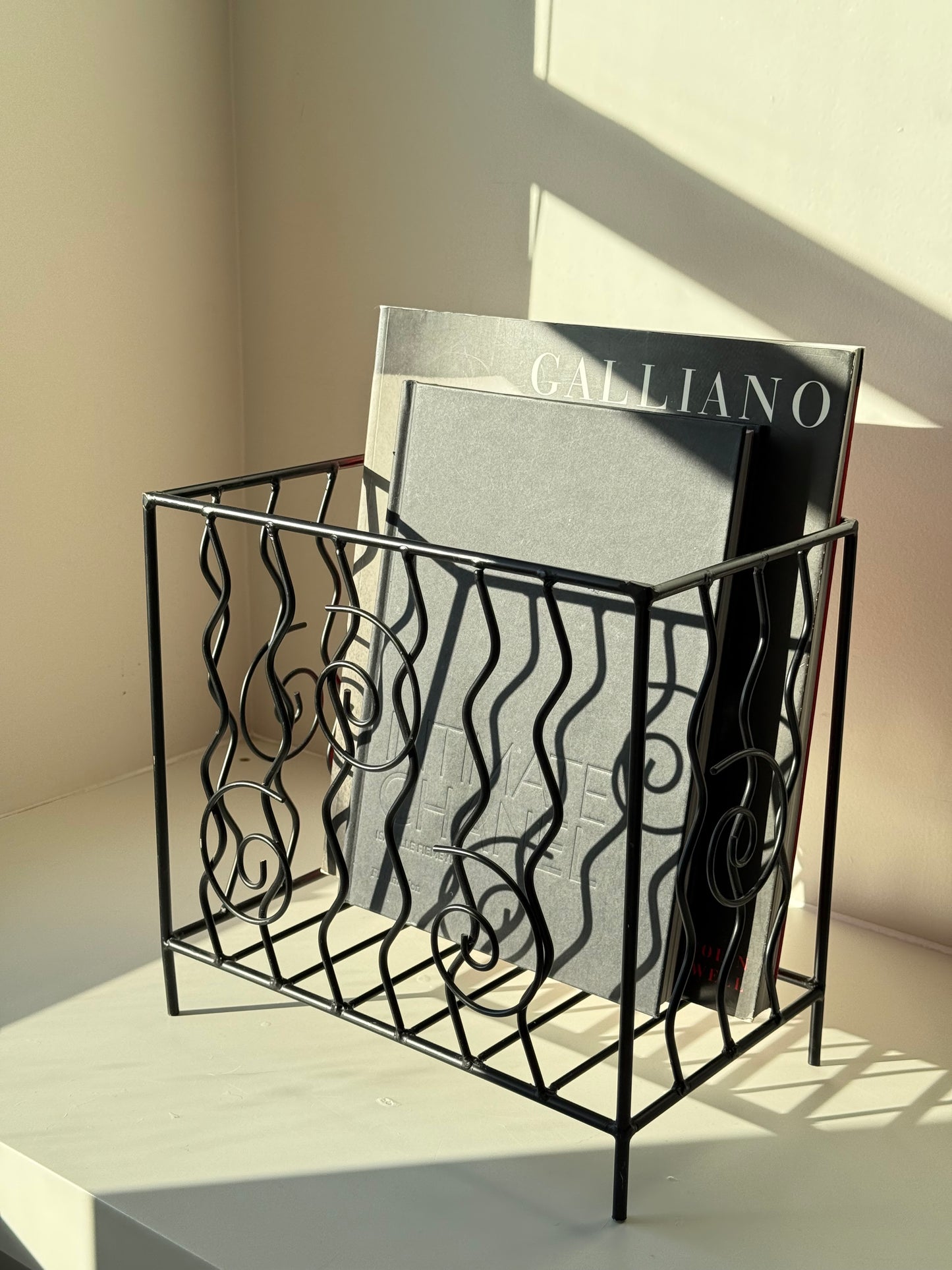 Vintage Black Metal Magazine Holder