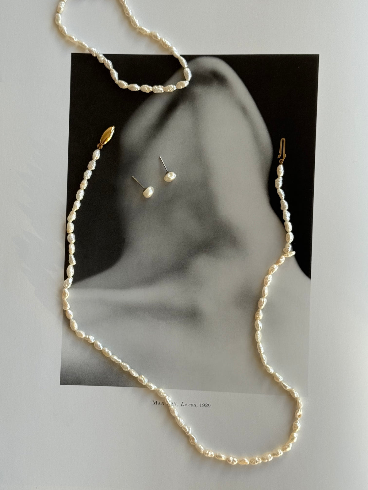 Vintage Freshwater Pearl Necklace, Bracelet & Stud Earrings Set