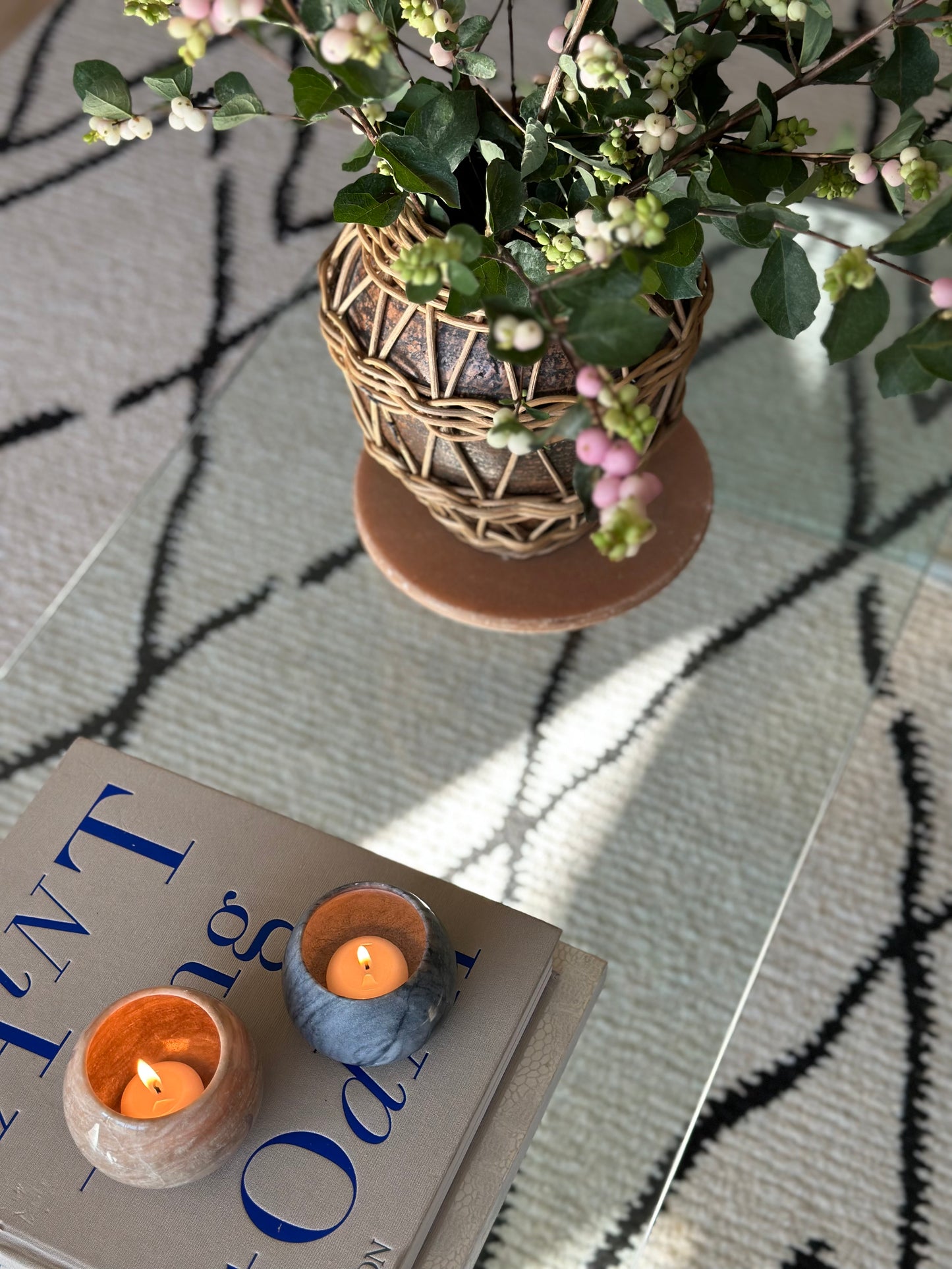 Two marble candleholders