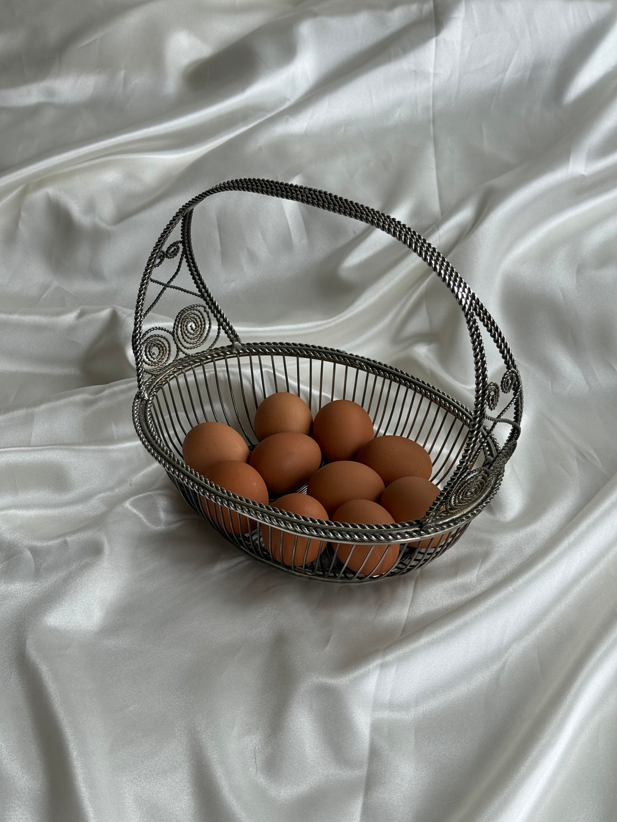 Vintage Silver-Plated Ornate Wire Basket