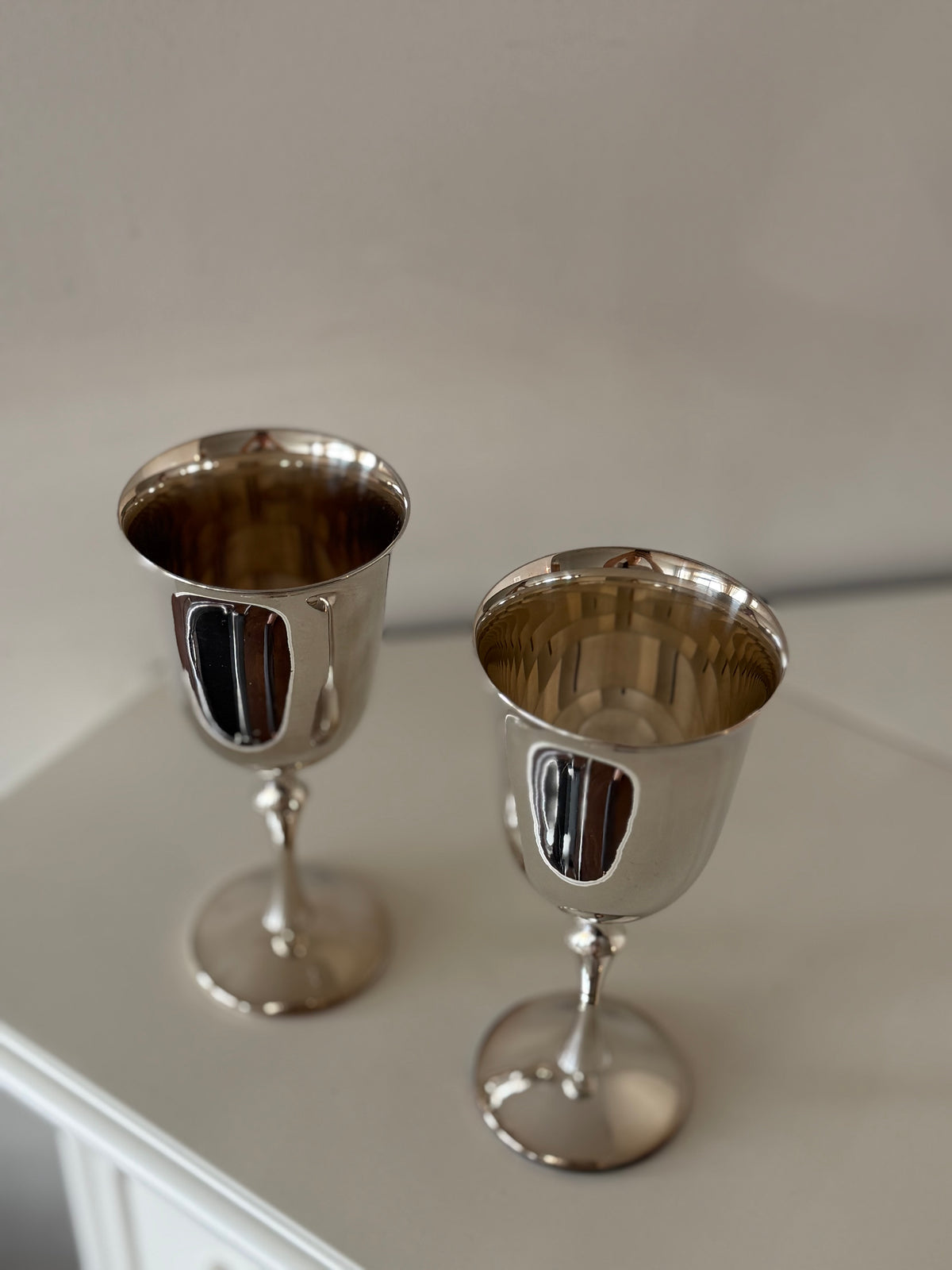 Vintage Spanish Silver-Plated Wine Goblets – Set of Two