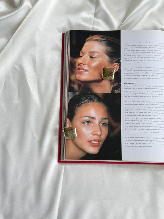 Vintage Gold-Tone Hammered Clip-On Earrings