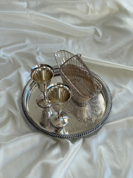 Large Vintage Silver-Plated Gallery Tray
