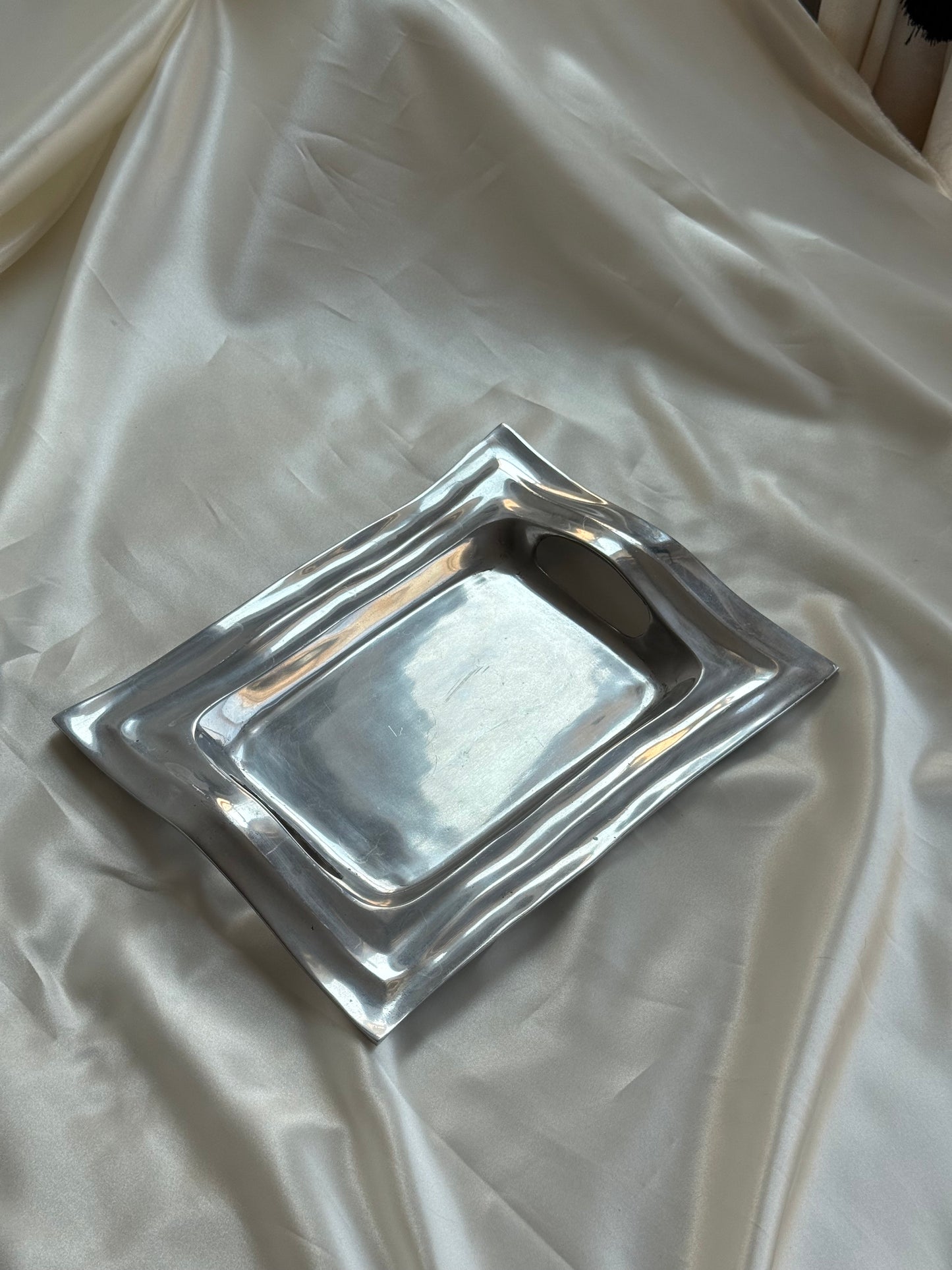 Vintage Sculptural Aluminum Tray