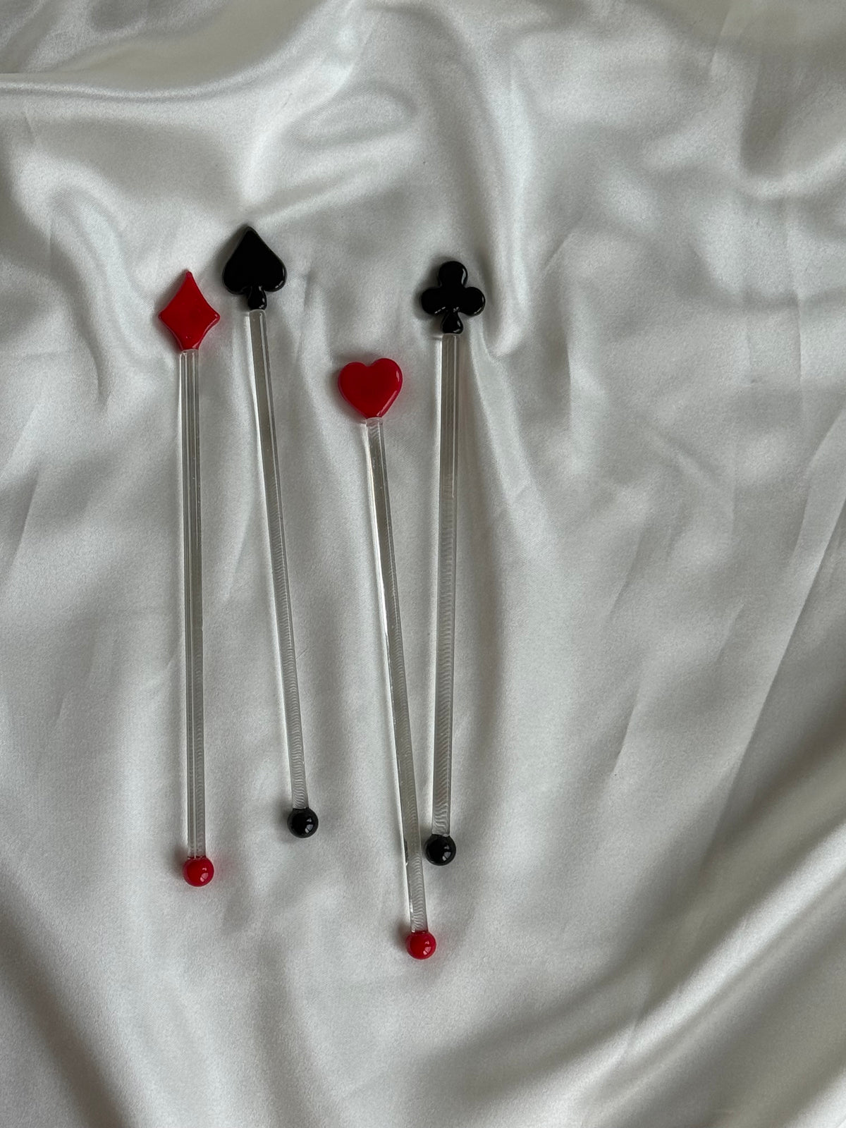 Vintage Playing Card Glass Cocktail Stirrers — Set of Four