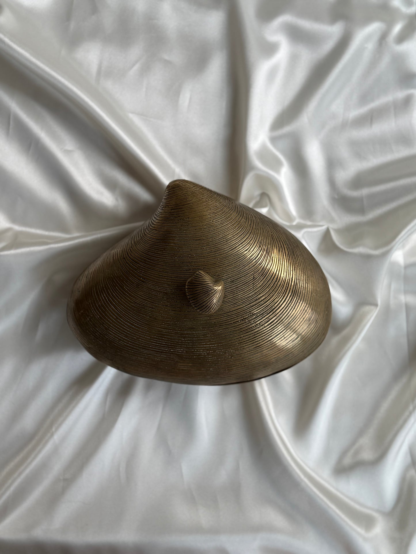 Vintage Large  Solid Brass Clamshell Box