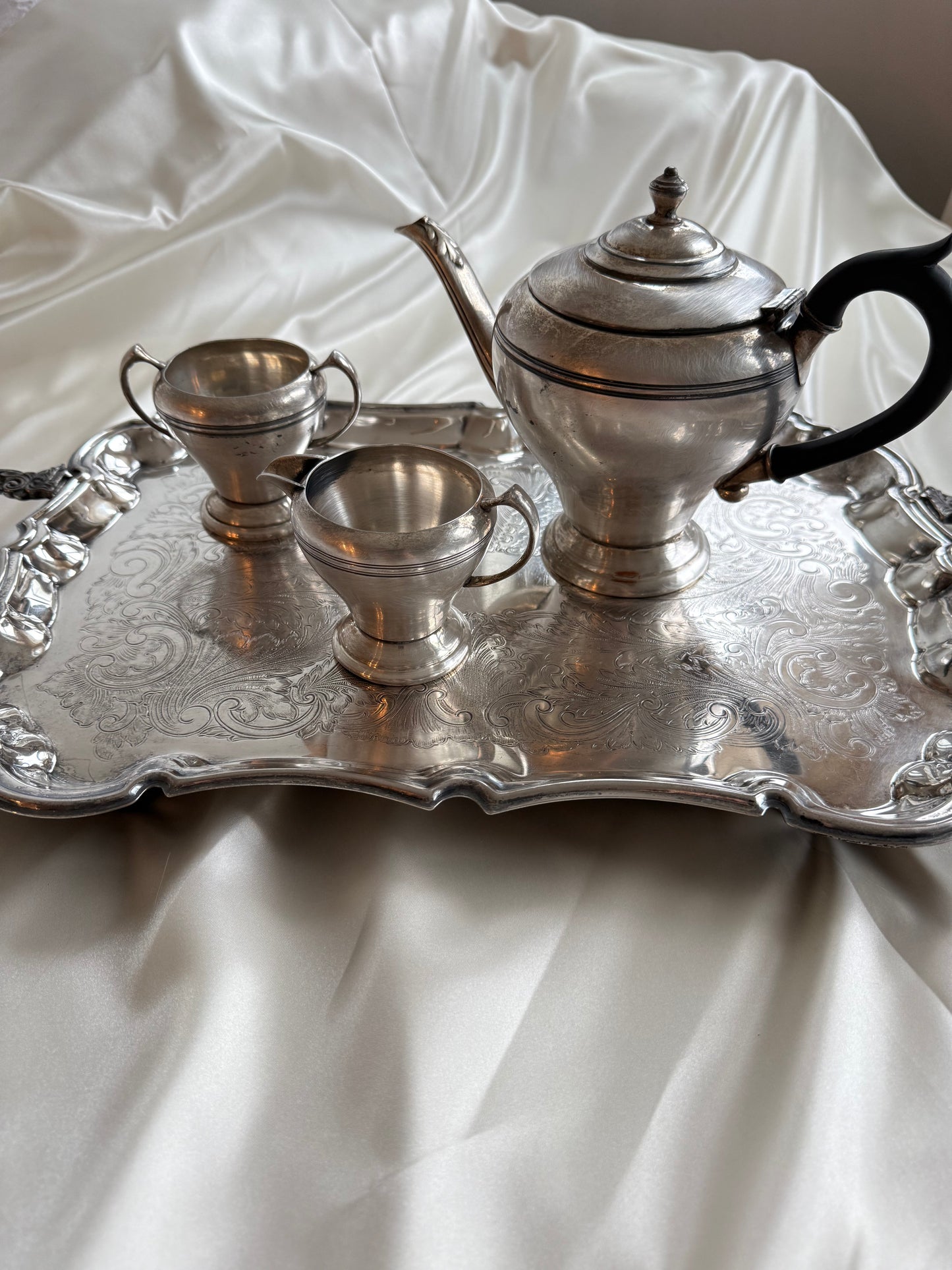 Vintage Wm. A. Rogers Silver-Plated 3-Piece Tea Set