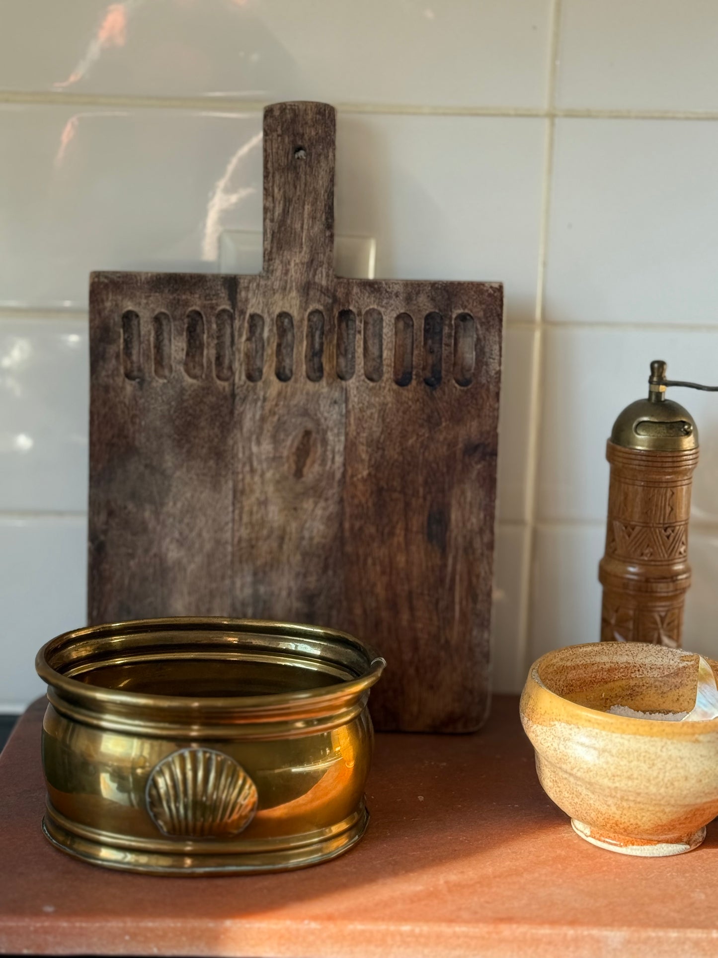 Vintage Brass Planter with Shell Motif