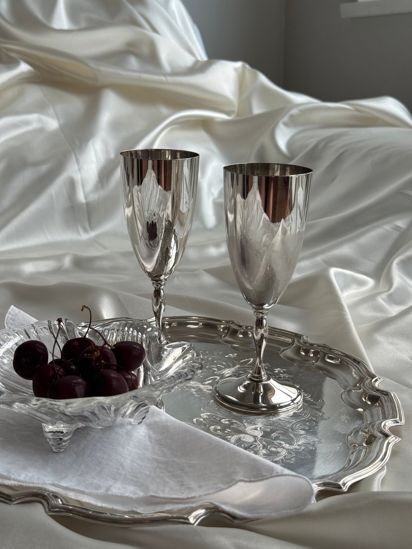 Vintage Footed Glass Shell Dish
