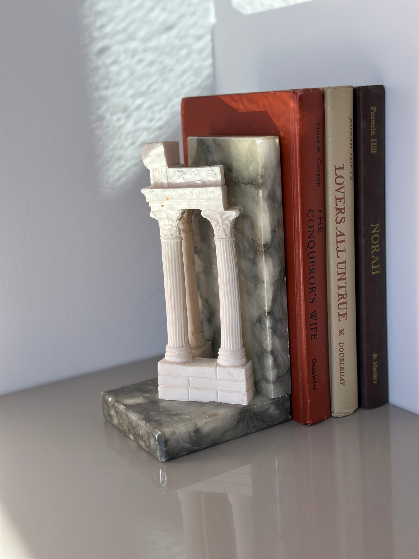 Alabaster and columns bookend