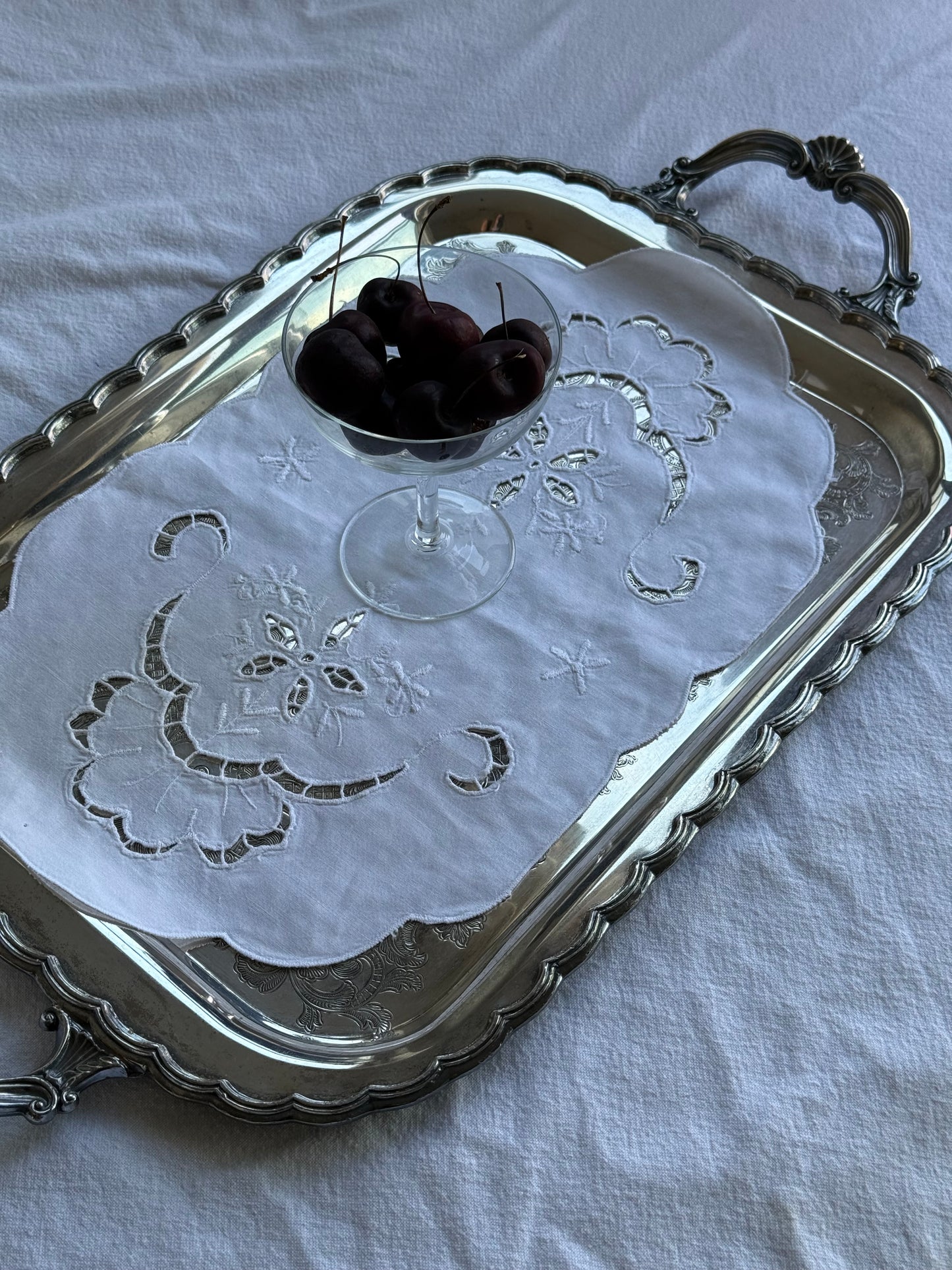 Vintage Silver-Plated Tray – 22x13”