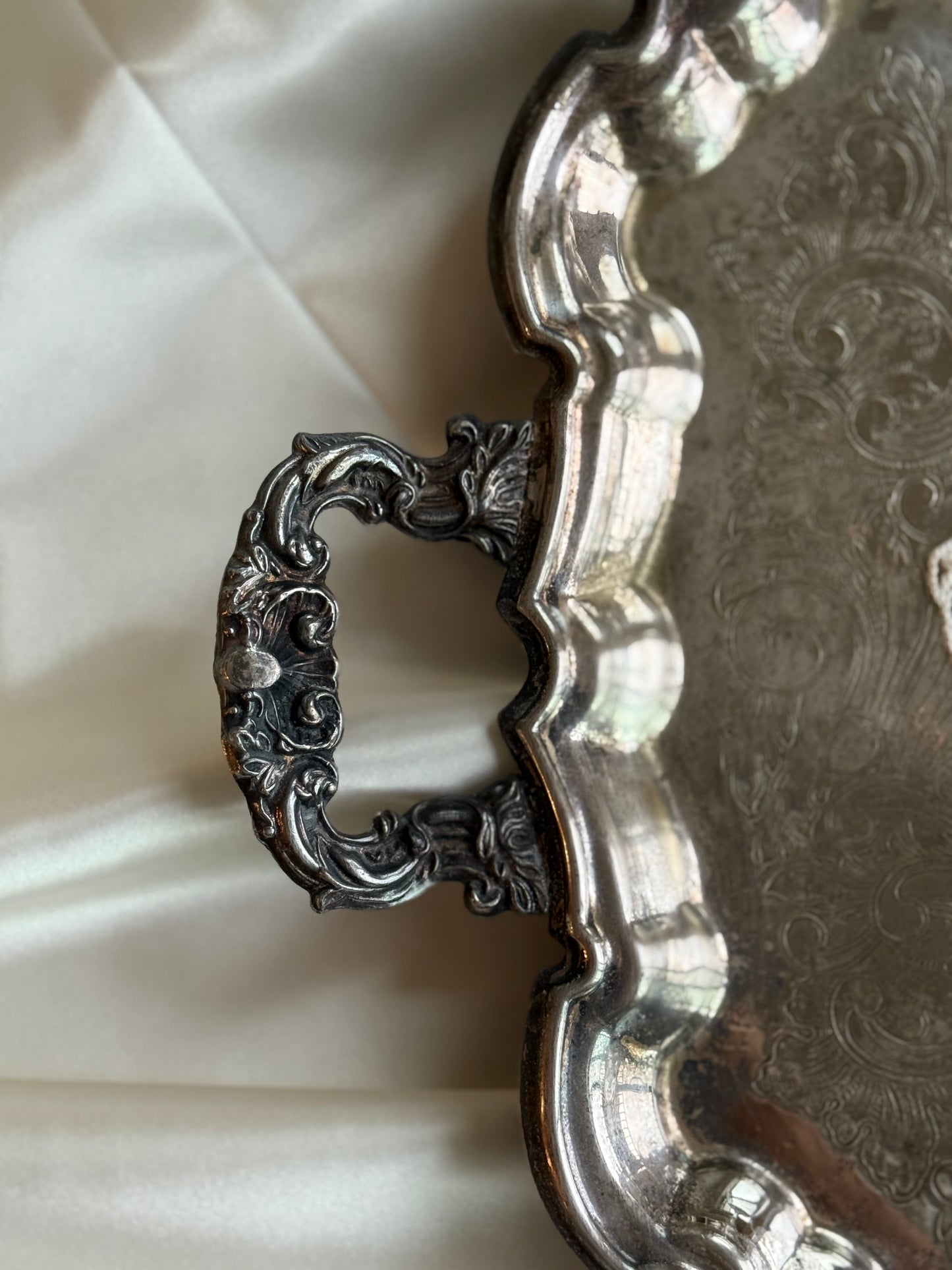Vintage Ornate Silver-Plated Footed Tray