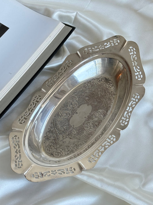 vintage silver-plated pierced tray