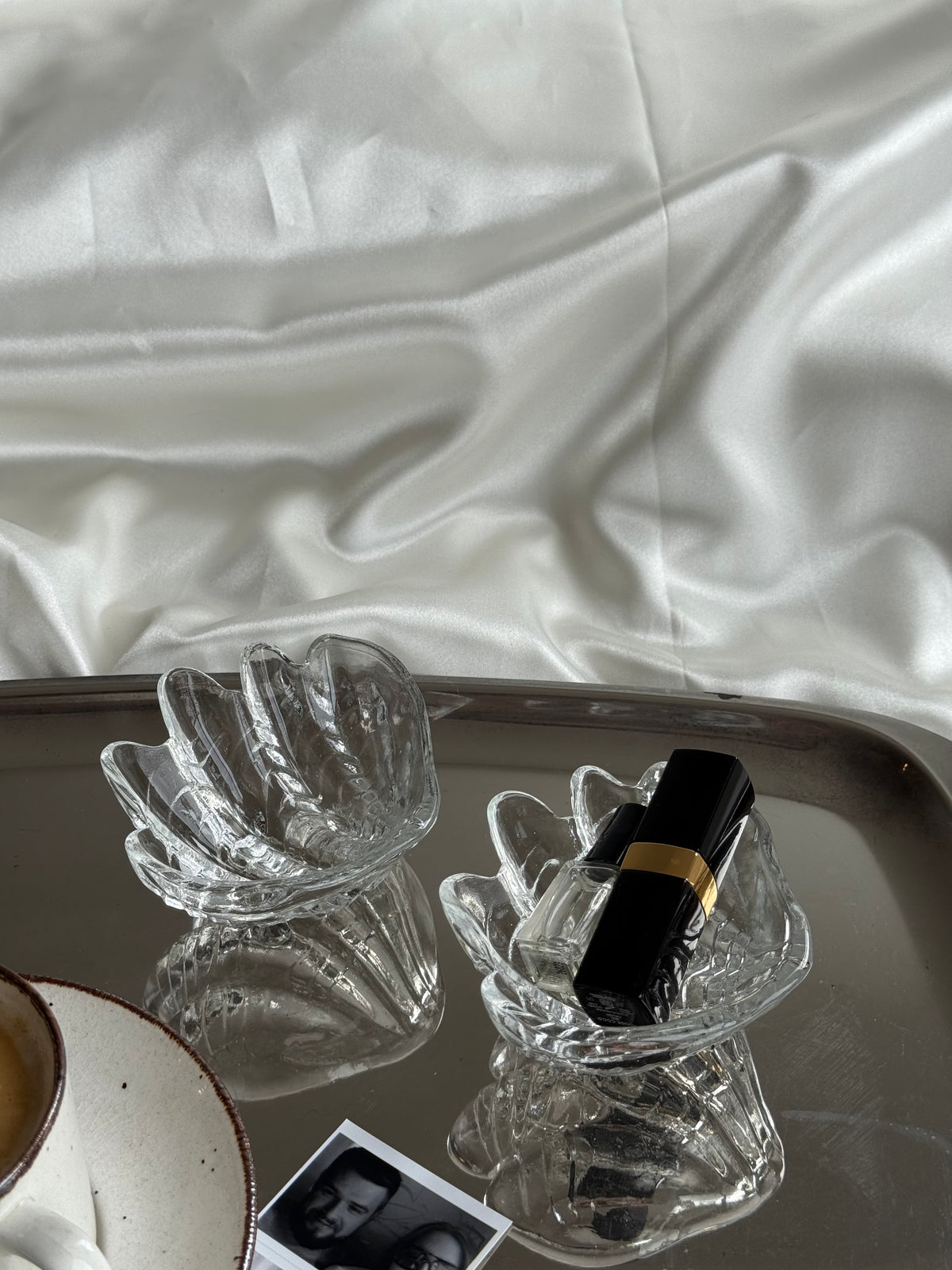 Pair of Vintage Pressed Glass Shell Dishes
