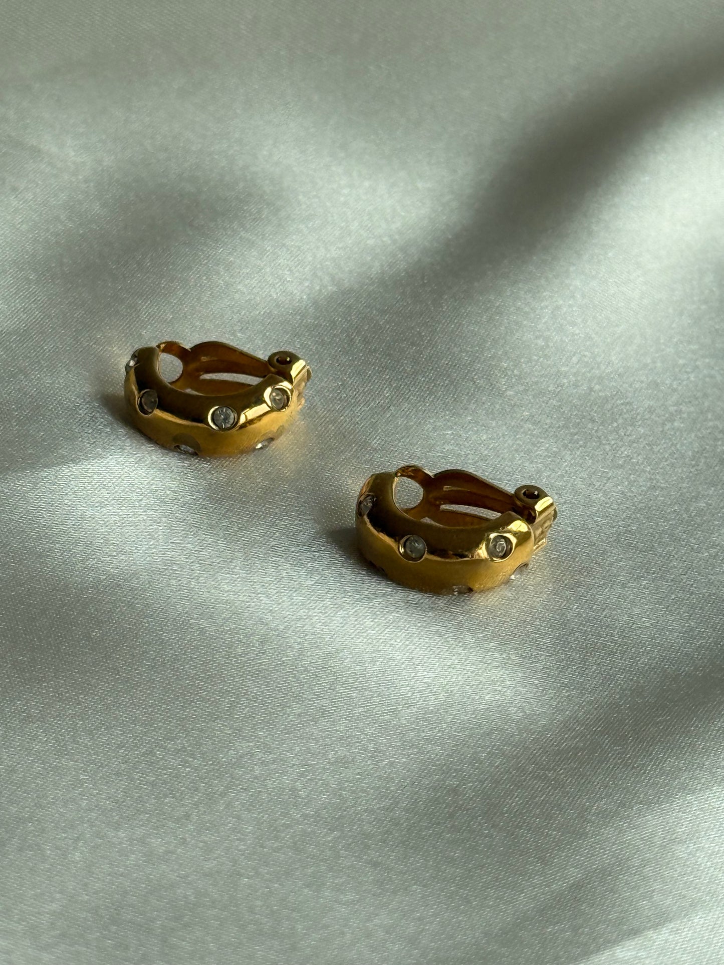 Vintage D’Orlan Crystal Huggie Clip-On Earrings