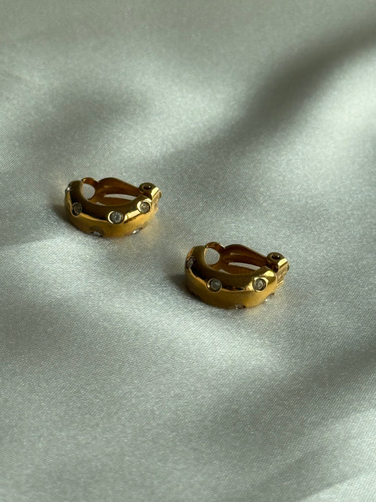 Vintage D’Orlan Crystal Huggie Clip-On Earrings