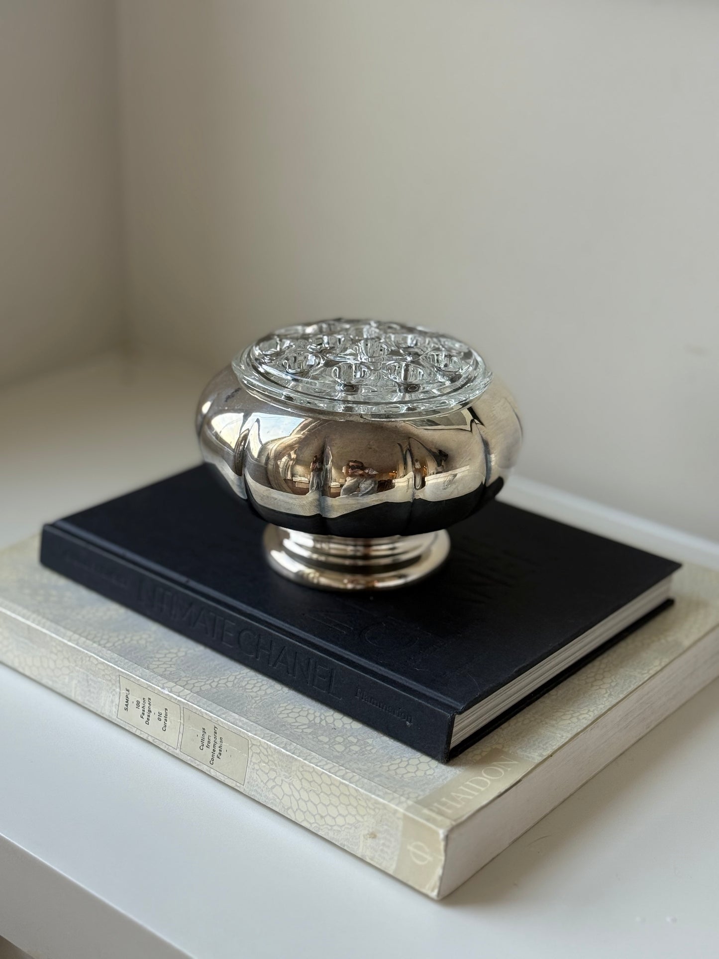 Silver-Plated Pedestal Flower Frog Vase