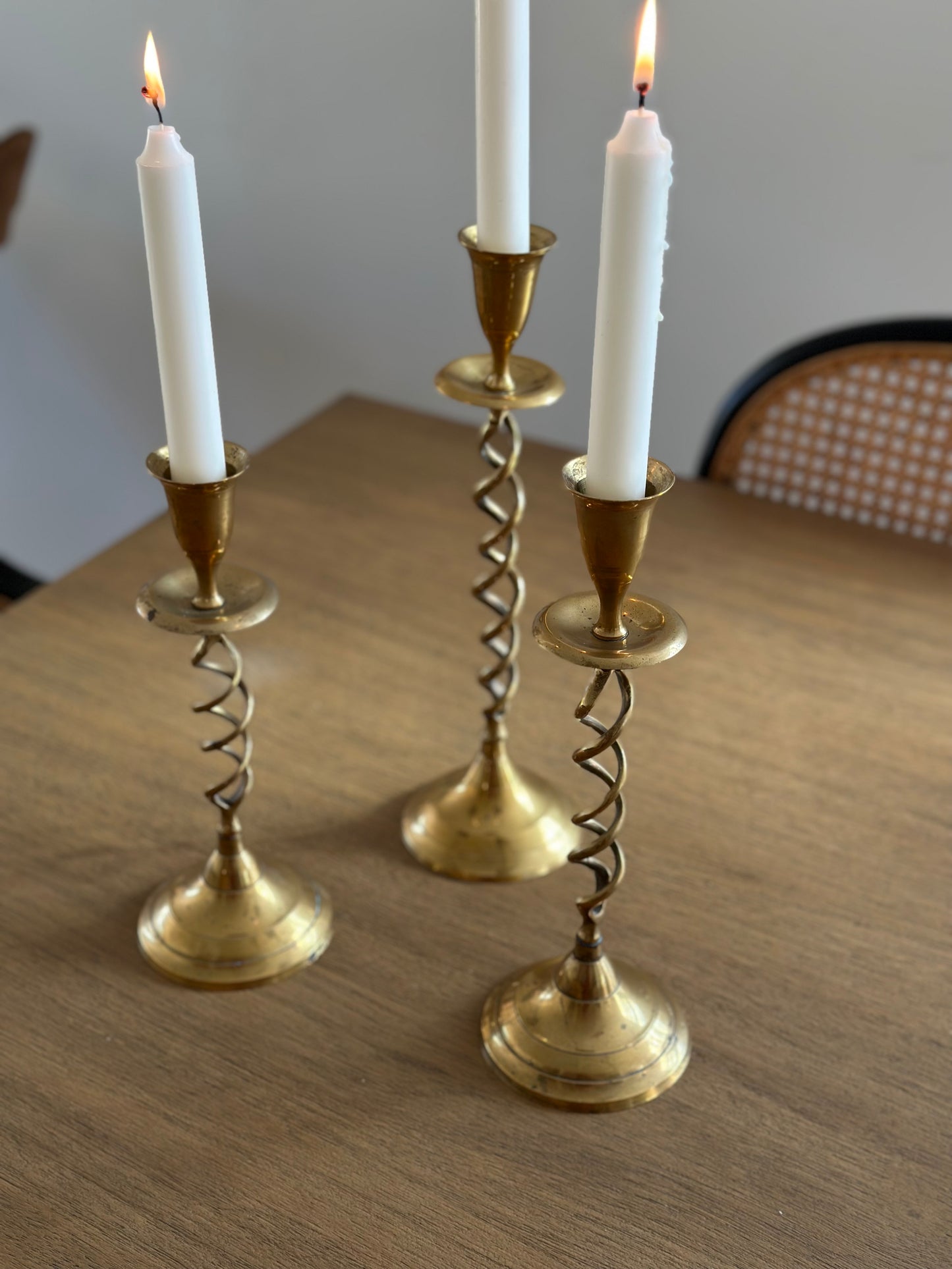 Brass spiral candleholders