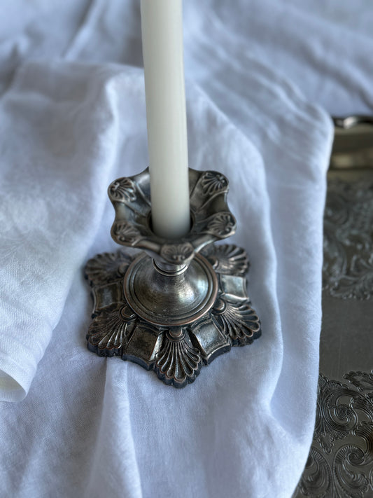 Vintage Silver-Plated Candle Holder – Ornate Design