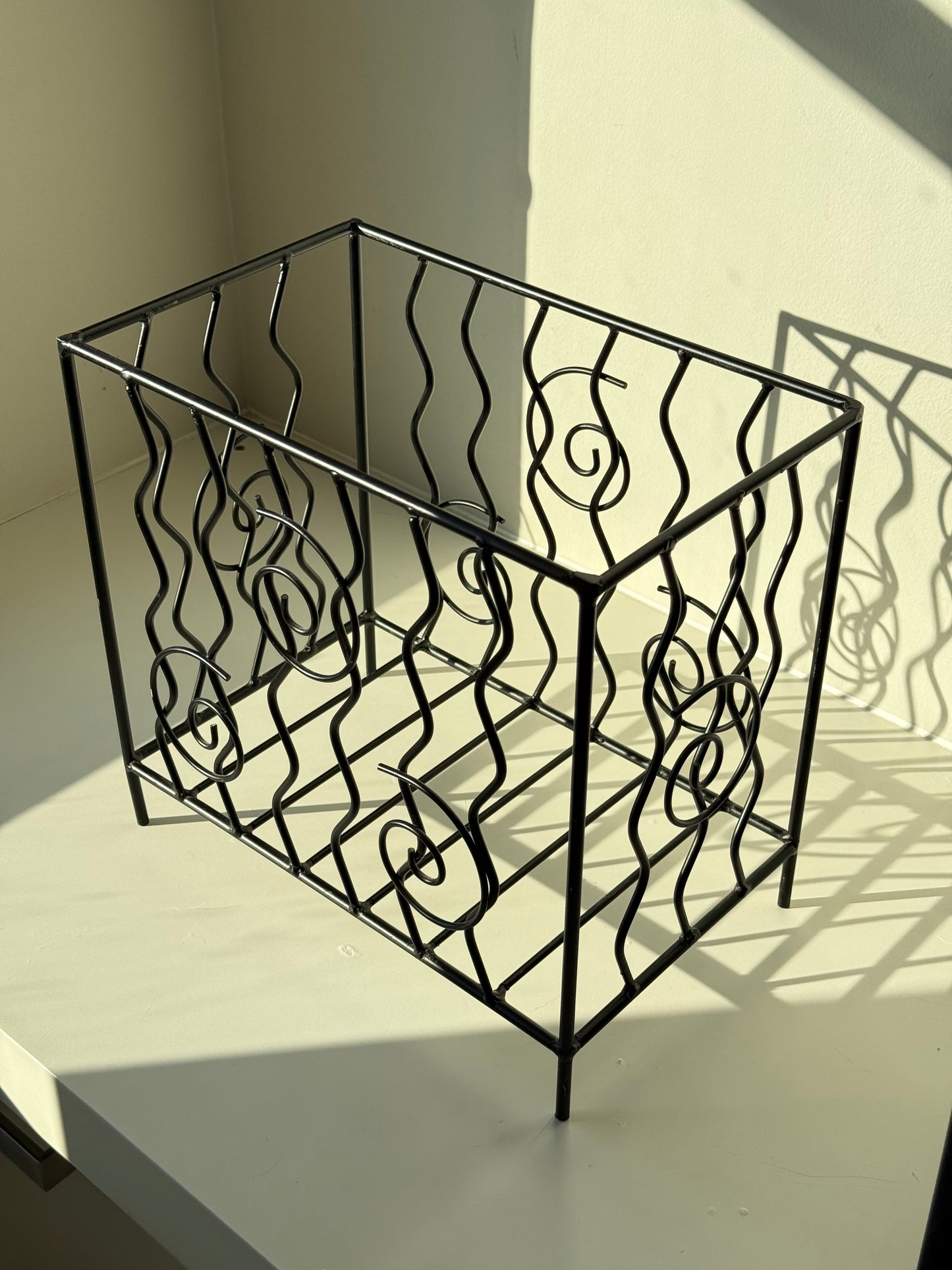 Vintage Black Metal Magazine Holder