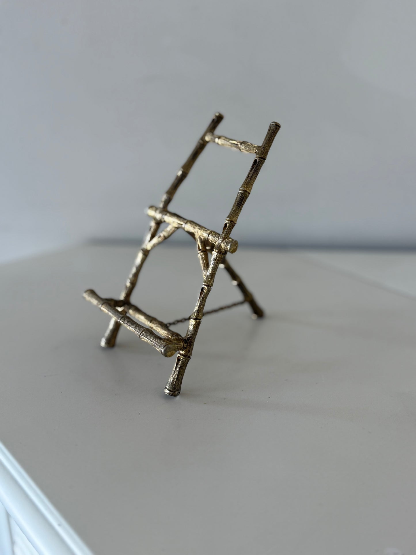 Vintage Brass Bamboo Easel / Display Stand