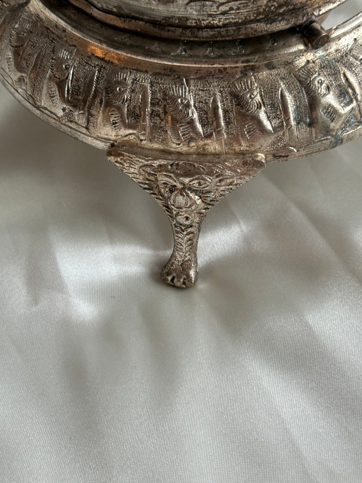 Vintage Egyptian Revival Caviar Serving Dish with Revolving Dome