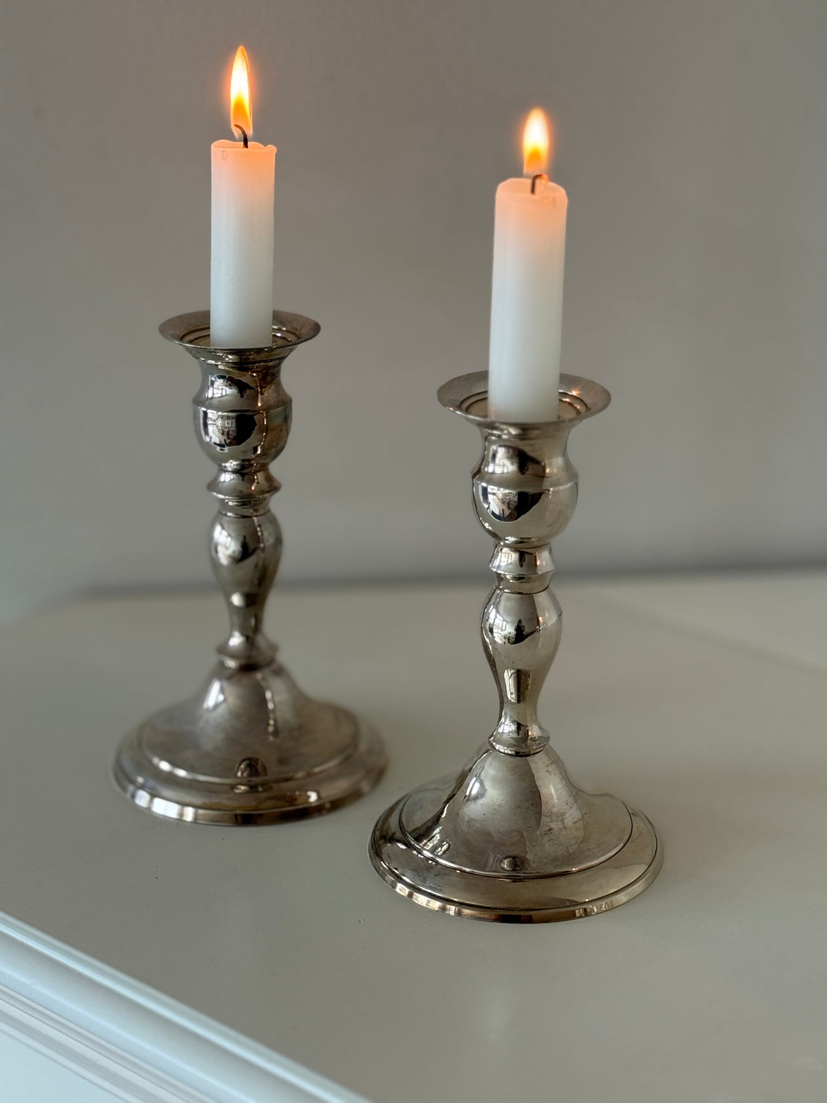 Vintage Silver-Plated Candlesticks – Set of Two