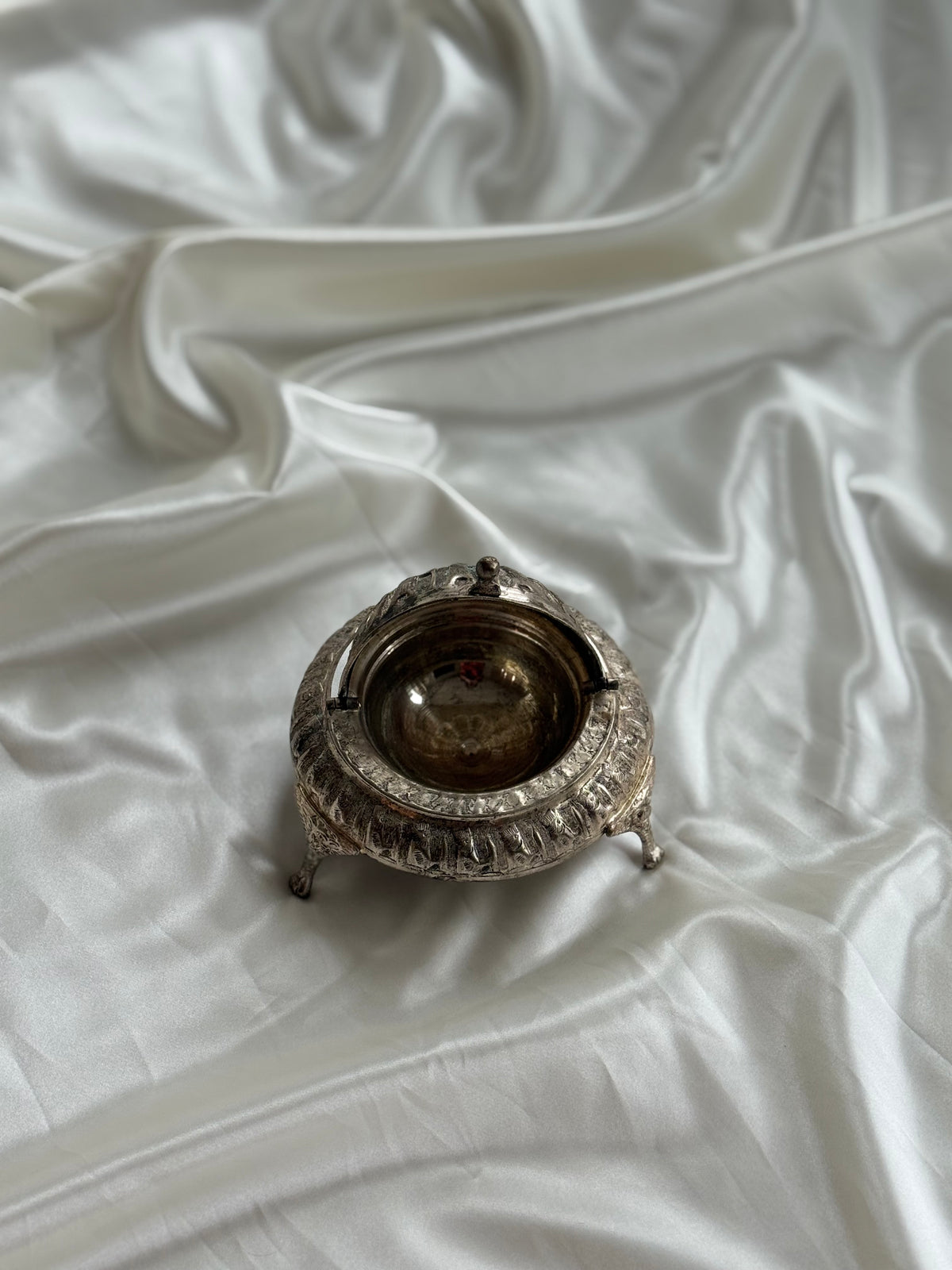 Vintage Egyptian Revival Caviar Serving Dish with Revolving Dome