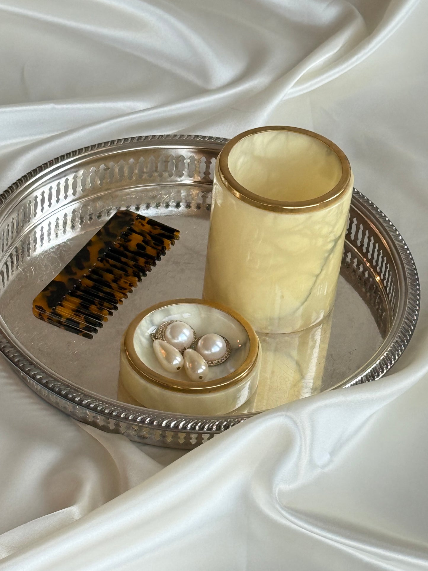 Vintage Alabaster Jar with Lid