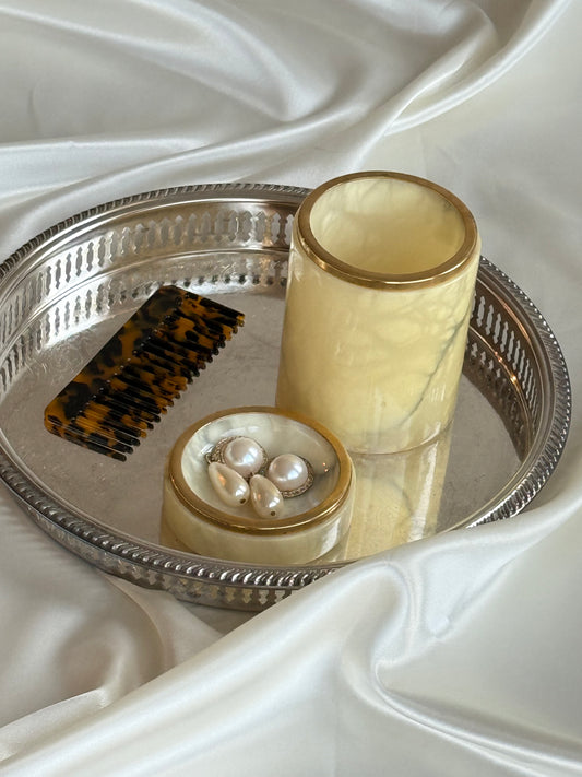 Vintage Alabaster Jar with Lid