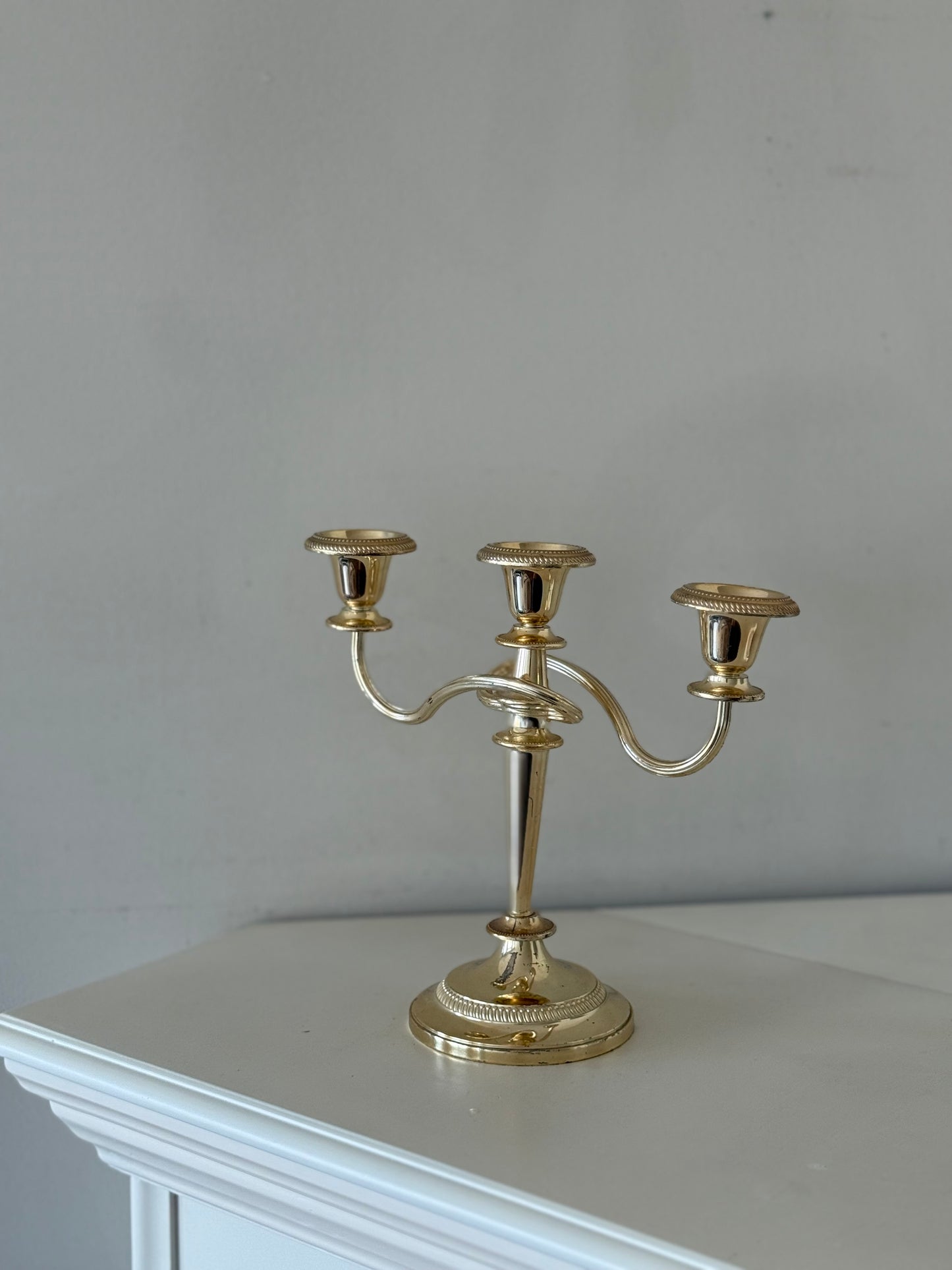 Vintage Silver Plated Three-Arm Candelabra