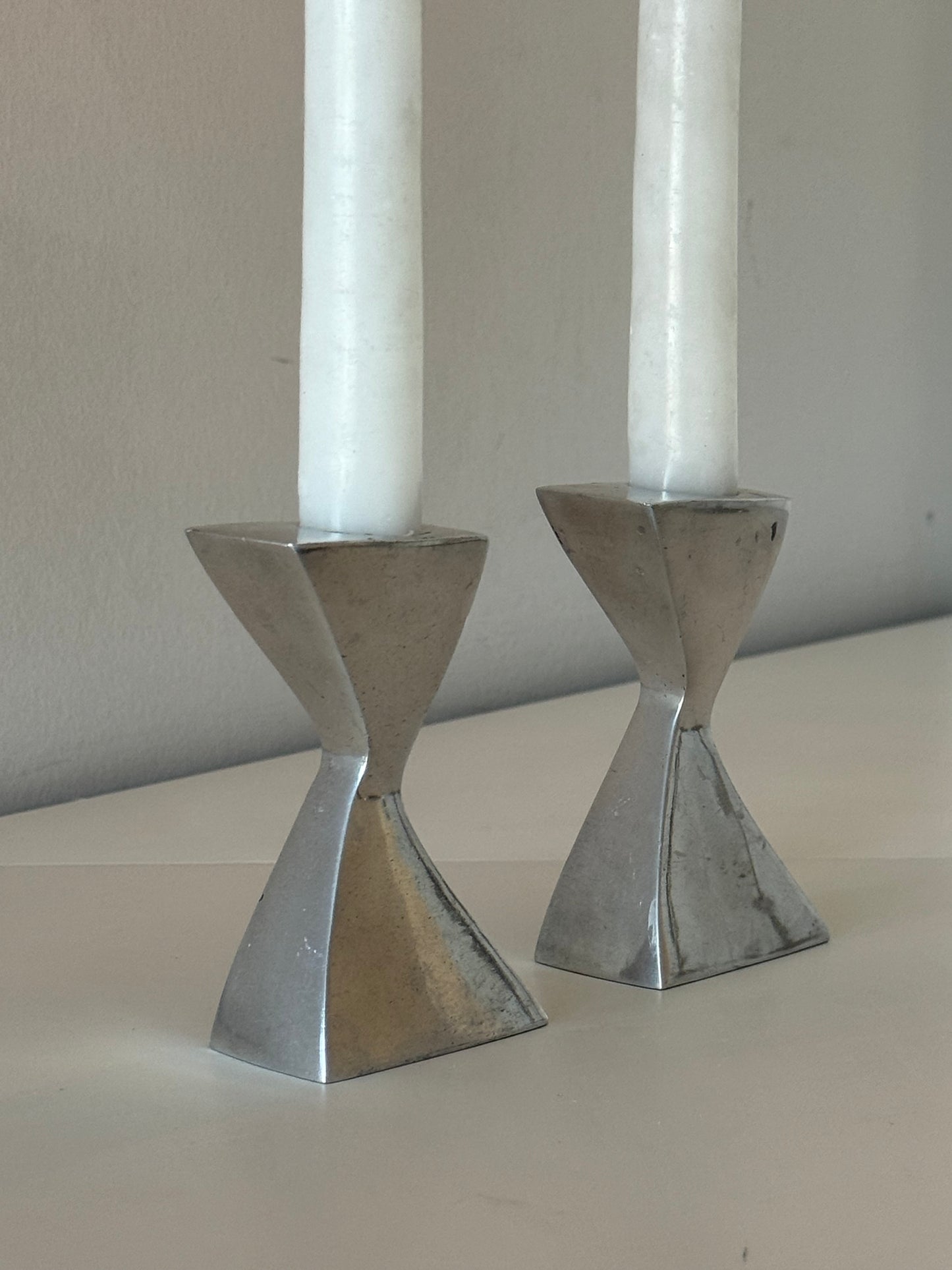 Pair of Mid-Century Modern Geometric Candle Holders