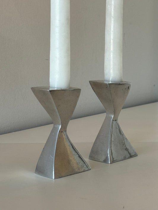 Pair of Mid-Century Modern Geometric Candle Holders