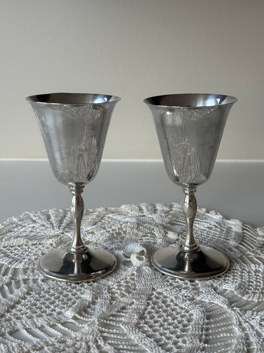 Pair of Vintage “Primrose Plate” Silver-Plated Goblets