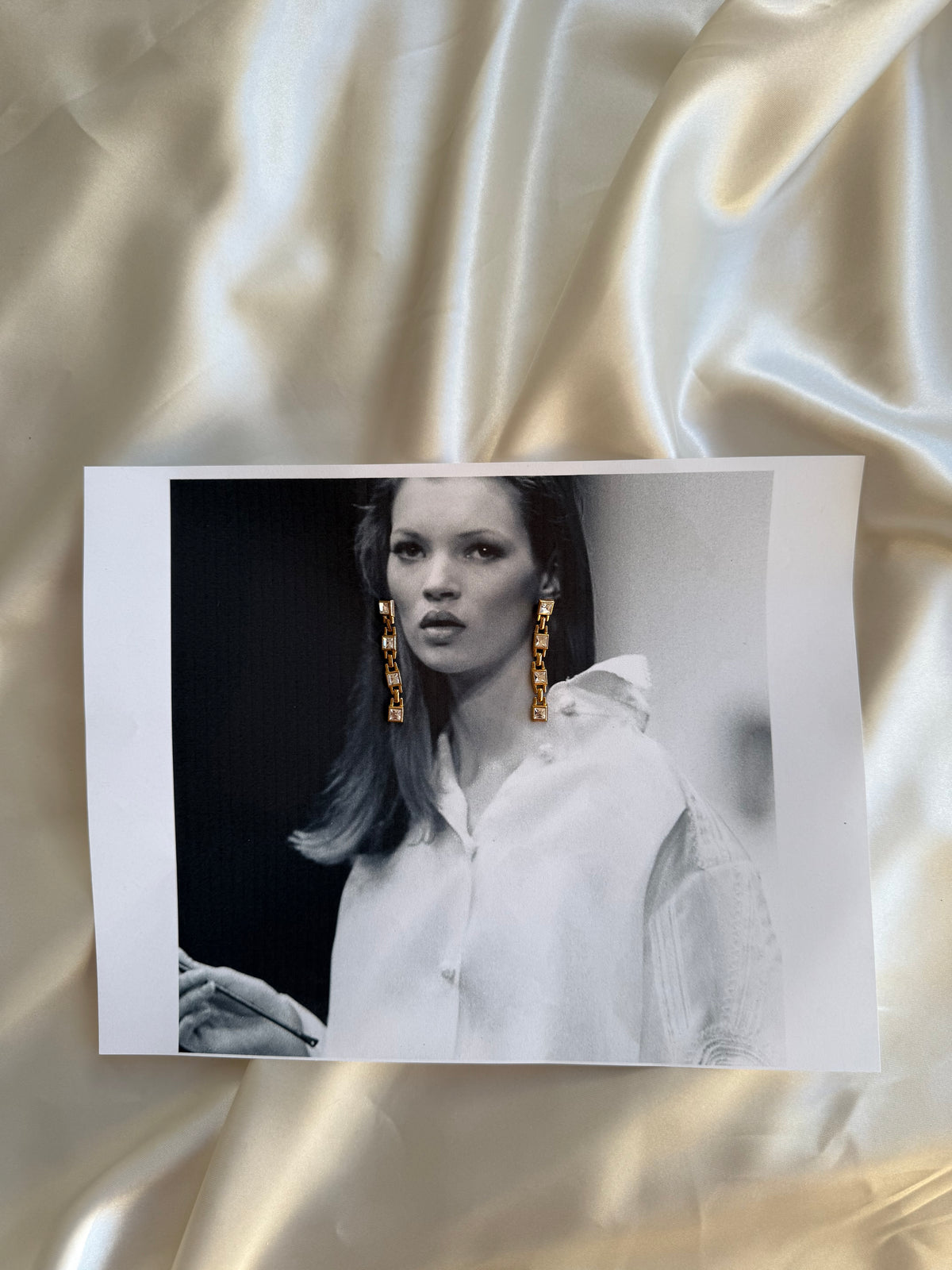 Vintage Gold-Tone Crystal Drop Earrings