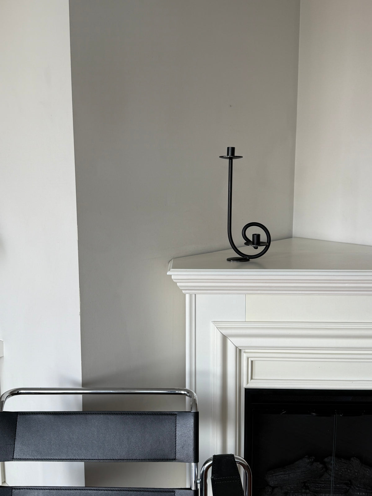 Vintage Black Sculptural Double Candle Holder