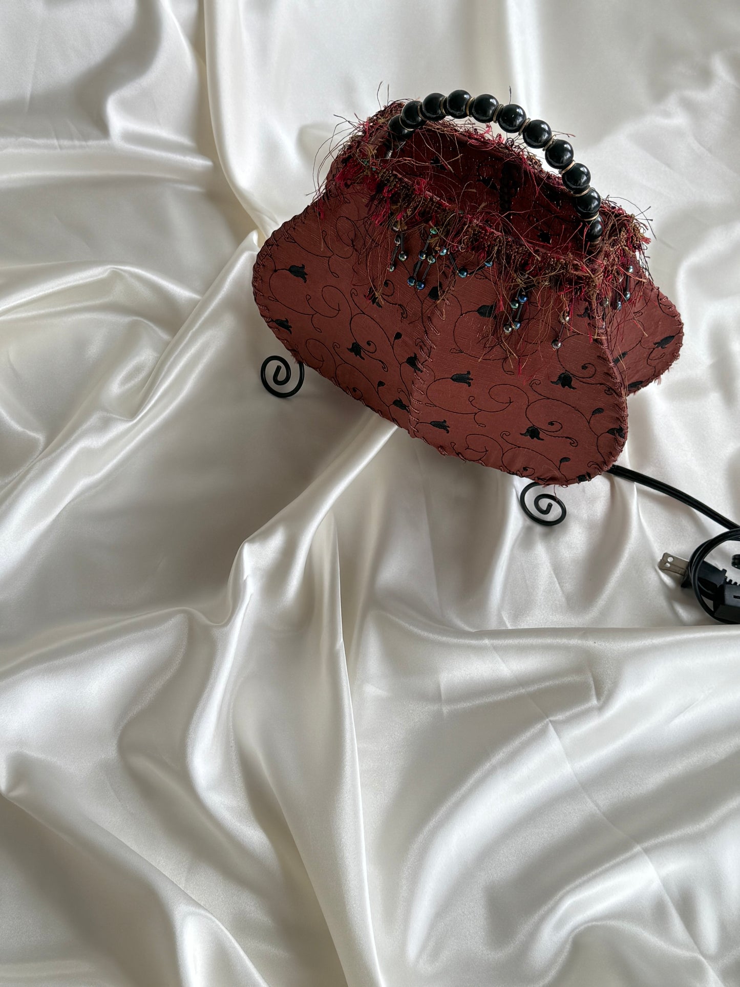 Vintage Handbag Style Table Lamp – Textile & Beaded Detail