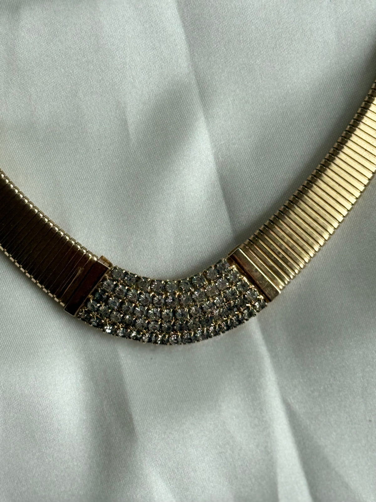 Vintage Gold-Tone Rhinestone Collar Necklace