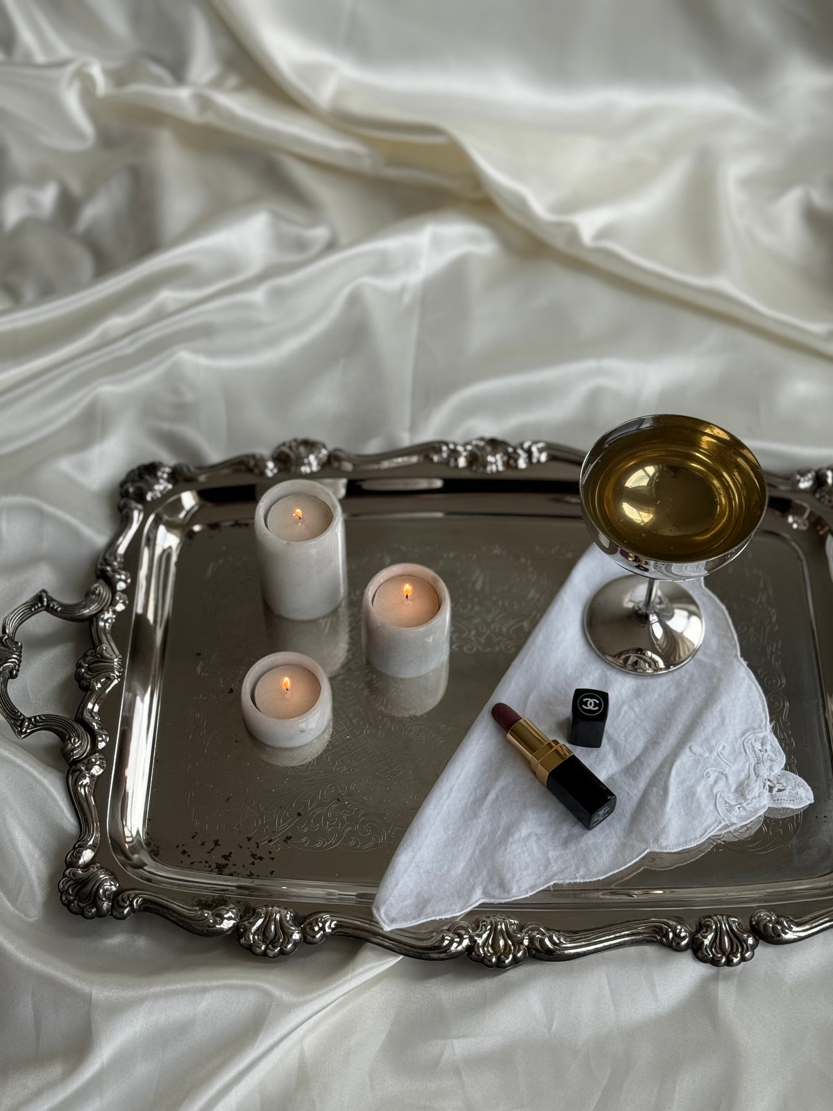 Set of 3 White Marble Tealight Candle Holders