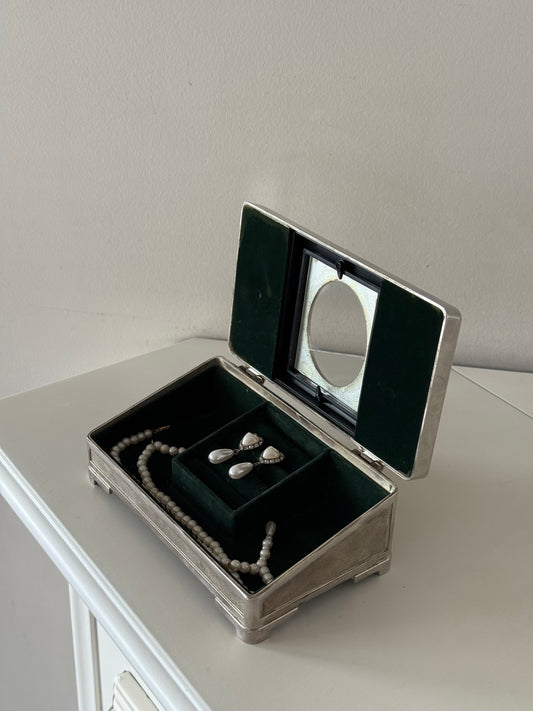 Vintage Silver-Plated Jewelry Box with Photo Frame